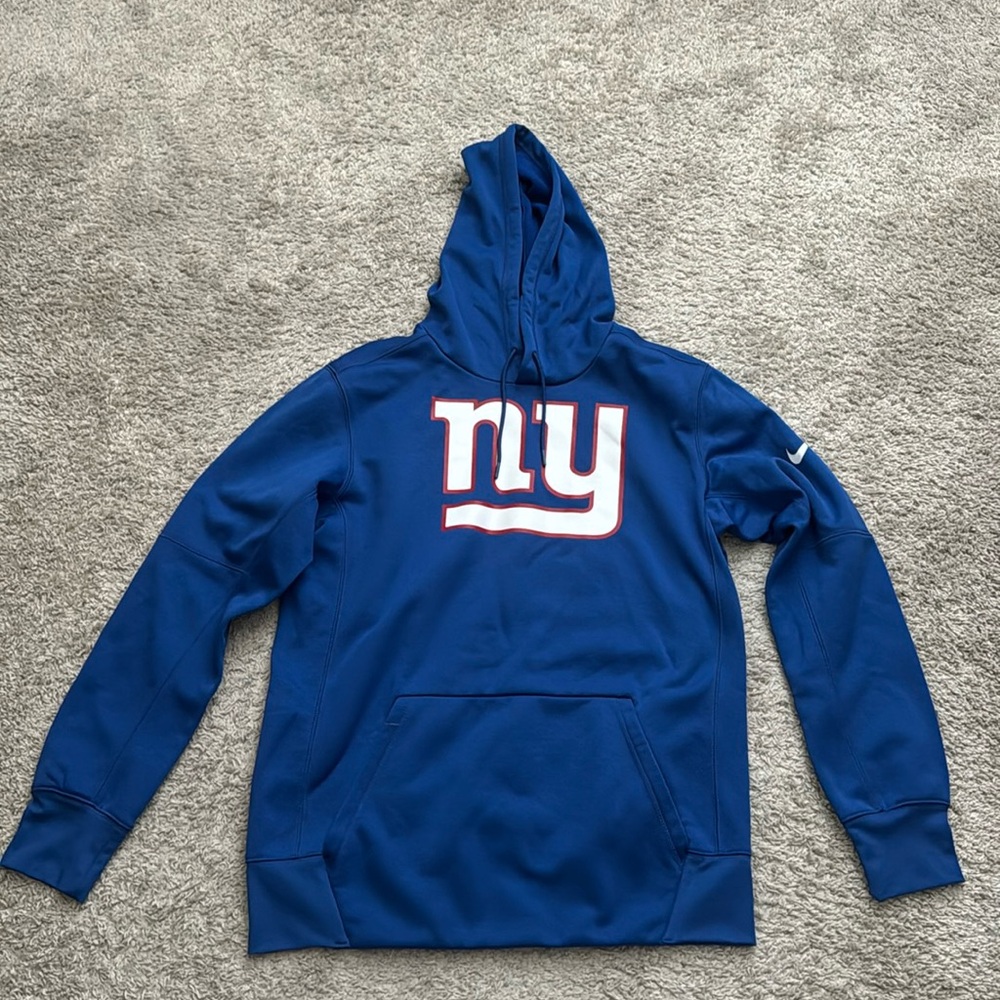Nike Blue New York Giants Pullover Hoodie with White & Red Logo